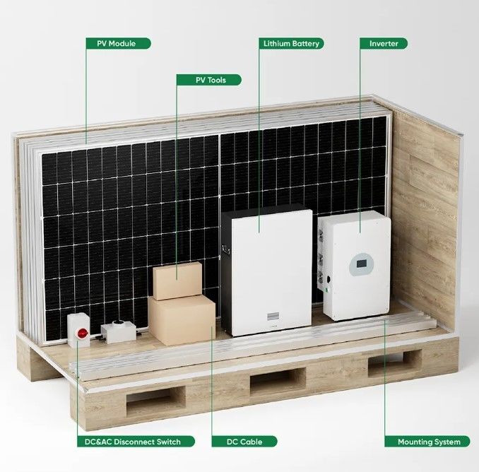 Sistema de energía solar híbrida completa 3 Fase 5Kw 8Kw 10Kw 48V En línea fuera de la red Sistema de energía de paneles solares híbridos para el hogar